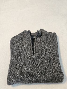 Vintage Luca Nobili 1/4 Zip Sweater Ladies L Gray Wool Blend Made in Italy Euc